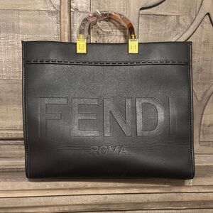 Inspired Black Leather Briefcase with Gold Accents